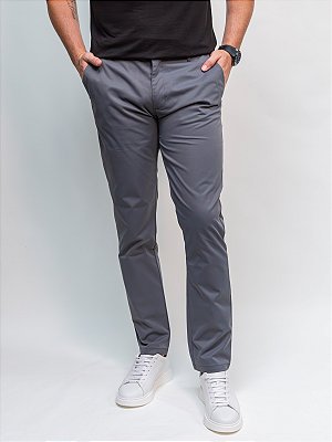 Calça Chino Slim Liquid Repeler Giacomelli Uomo Chumbo