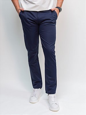 Calça Chino Slim Liquid Repeler Giacomelli Uomo Marinho.