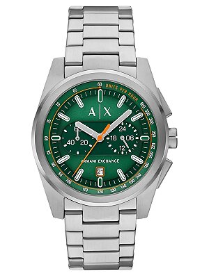 Relógio masculino Armani Exchange Quartz Prata com Mostrador Verde