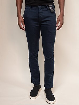 Calça Sarja Andrews Bolso Faca Ville de France Marinho