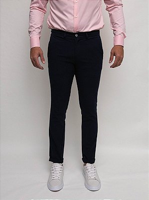 Calça Alfaiataria Slim Cós Elástico Ville de France Marinho