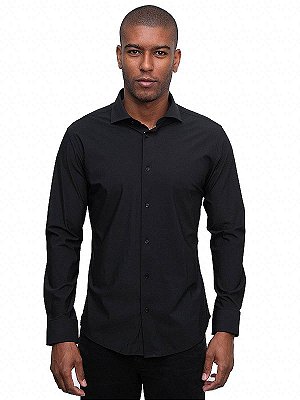 Camisa Tech Manga Longa Slim Preto Ville de France