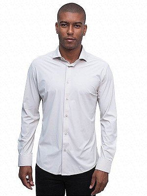 Camisa Tech Manga Longa Slim Areia Ville de France