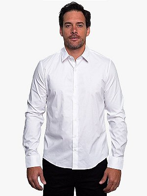 Camisa Manga Longa Essentials Slim Branco Calvin Klein