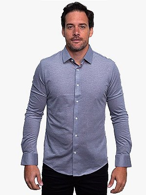 Camisa Tech Flex Manga Longa Slim Cinza Ville de France