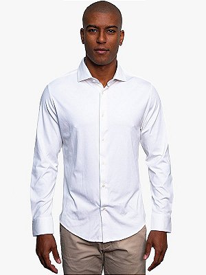 Camisa Premium Toque de Seda Manga Longa Slim Branco Ville de France