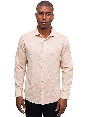 Camisa Linho Manga Longa Bege Ville de France