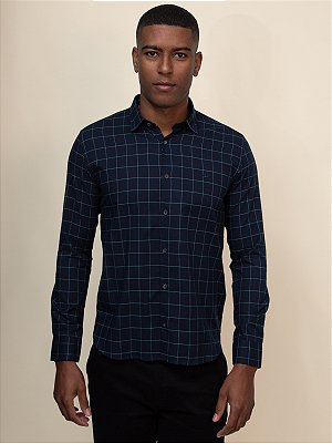 Camisa Manga Longa Relaxed Fit Xadrez Docthos Marinho