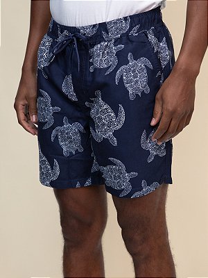 Shorts Estampado Mar c/ Forro Ville de France Marinho