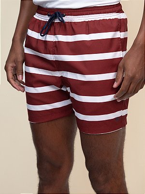 Shorts Estampado Listrado Docthos Vermelho