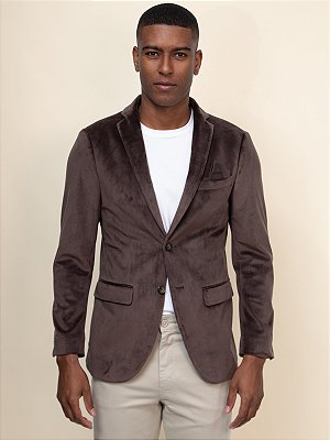 Blazer Veludo Slim Navaratti Marrom