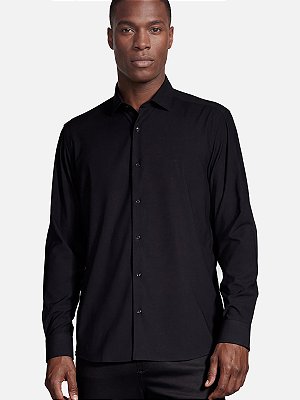 Camisa Aramis Manga Longa Slim Poliviscose de Bambu Com Stretch Preto