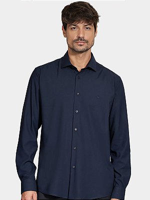Camisa Aramis Manga Longa Slim Poliviscose de Bambu Com Stretch Marinho Escuro