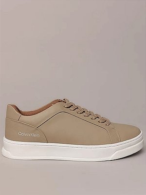 Tênis Couro Calvin Klein Caqui Claro