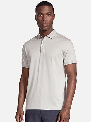 Polo Aramis Manga Curta Silk Blend Modal Areia