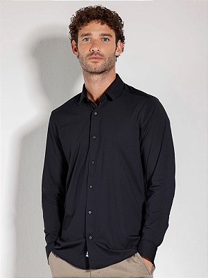 Camisa Urban Bold Manga Longa Preto