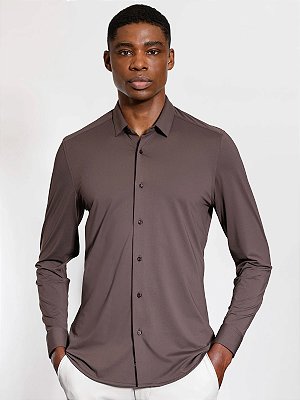 Camisa Urban Bold Manga Longa Chocolate