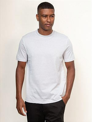 Camiseta Boss com Jacquard Geométrico em Algodão Mercerizado Cinza