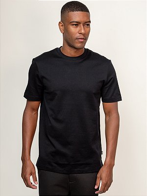 Camiseta Boss em Algodão Mercerizado com Micropadrão H-Thompsom Preto