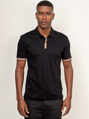 Polo Boss H- Phillipson Slim em Algodão Mercerizado Preto