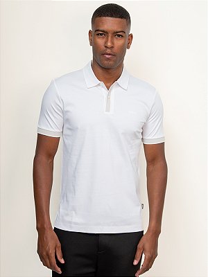 Polo Boss H- Phillipson Slim em Algodão Mercerizado Branco