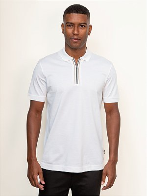 Polo Boss H- Paras Mercerizado Com Fecho De Correr Branco