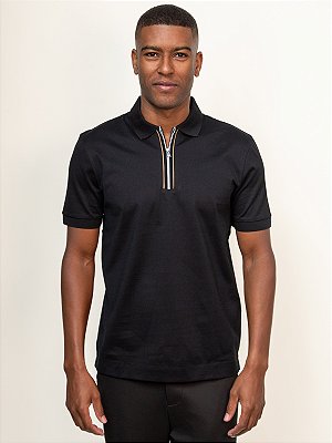 Polo Boss H- Paras Mercerizado Com Fecho De Correr Preto