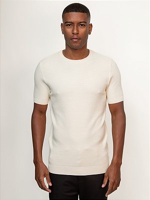 Camiseta Tricot Viscose Ville de France Grain Texture Creme