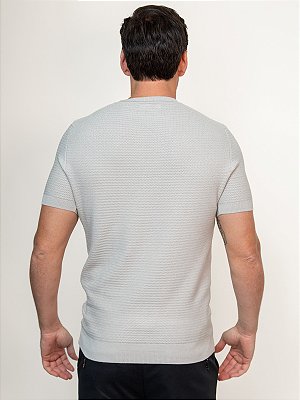 Camiseta Tricot Viscose Ville de France Grain Texture Cinza