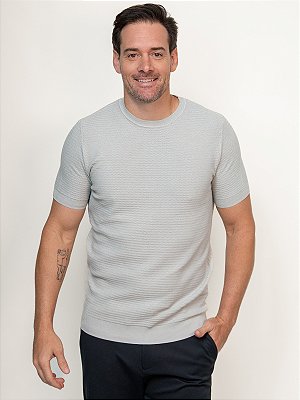 Camiseta Tricot Viscose Ville de France Grain Texture Cinza