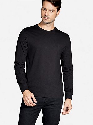 Camiseta Manga Longa Aramis Malha Básica Preto