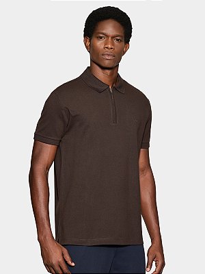 Polo Piquet Zíper Aramis Café
