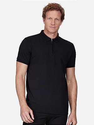 Polo Piquet Zíper Aramis Preto
