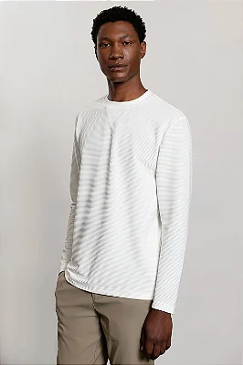 Camiseta Urban Manga Longa Stripes Branco Polar
