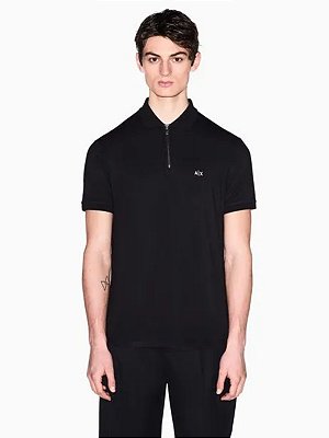 Polo Armani Exchange com Zíper Preto