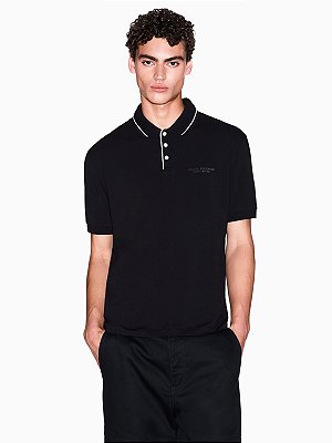 Polo Armani Exchange Stretch Jersey Slim Fit Preto