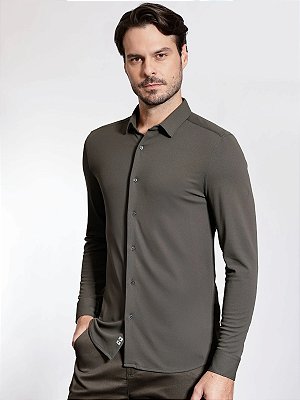 Camisa Urban Manga Longa Flex Grid Fume