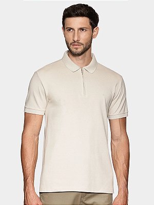 Polo Piquet Zíper Aramis Marfim