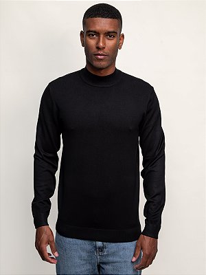 Tricot Aramis Manga Longa Gola Midi Viscose Preto