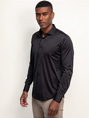 Camisa Manga Longa Slim Tech Flex Ville de France Preto