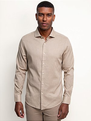 Camisa Manga Longa Ville de France Linho Mônaco Khaki