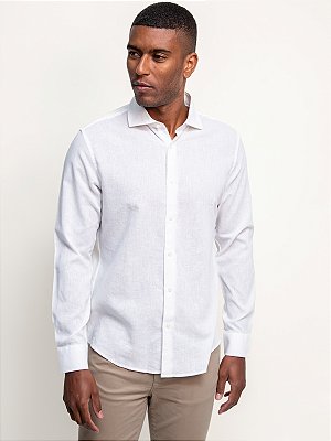 Camisa Manga Longa Ville de France Linho Mônaco Branco