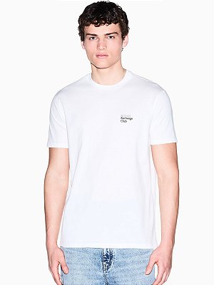 Camiseta Armani Exchange Club em Malha de Algodão Clássica Off White