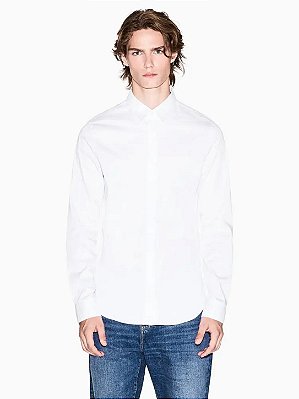 Camisa Armani Exchange Manga Longa Slim Fit Branco