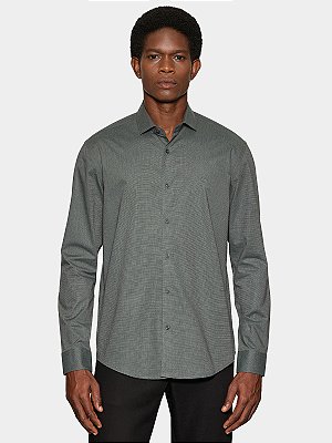 Camisa Aramis Manga Longa Slim Fil a Fil Antilia Verde Escuro