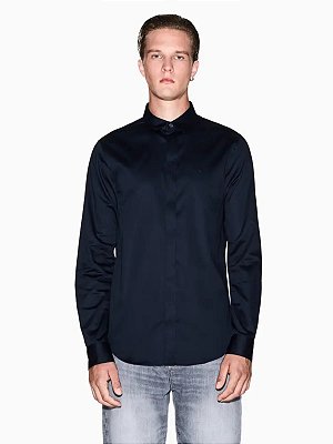 Camisa Manga Longa Armani Exchange Slim Fit Marinho
