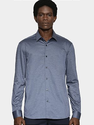 Camisa Aramis Manga Longa Regular Algodão Easy Care Azul Indigo