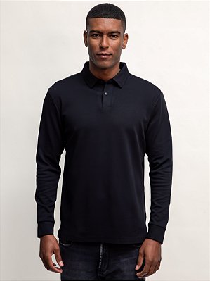 Polo Manga Longa Ville de France Soft Touch Preto