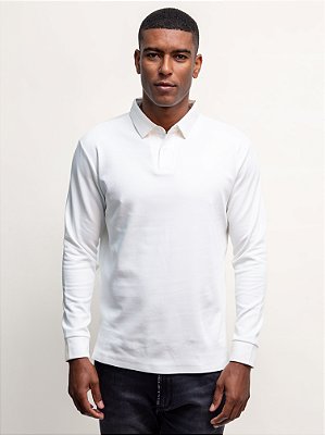 Polo Manga Longa Ville de France Soft Touch Off White