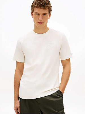 Camiseta Tommy Hilfiger Script Light Interlock Ivory Petal